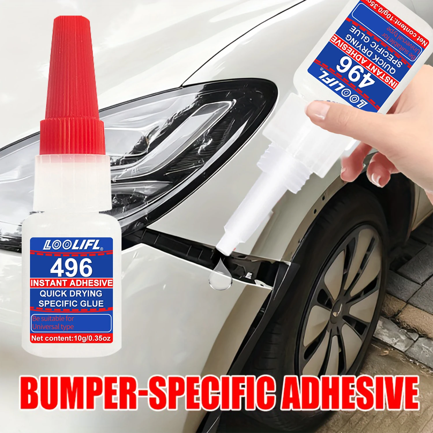 LOOLIFL 496 Super glue,universal strong repair glue,car bumper repair,rearview mirror base,damaged crack repair,carshell,plastic