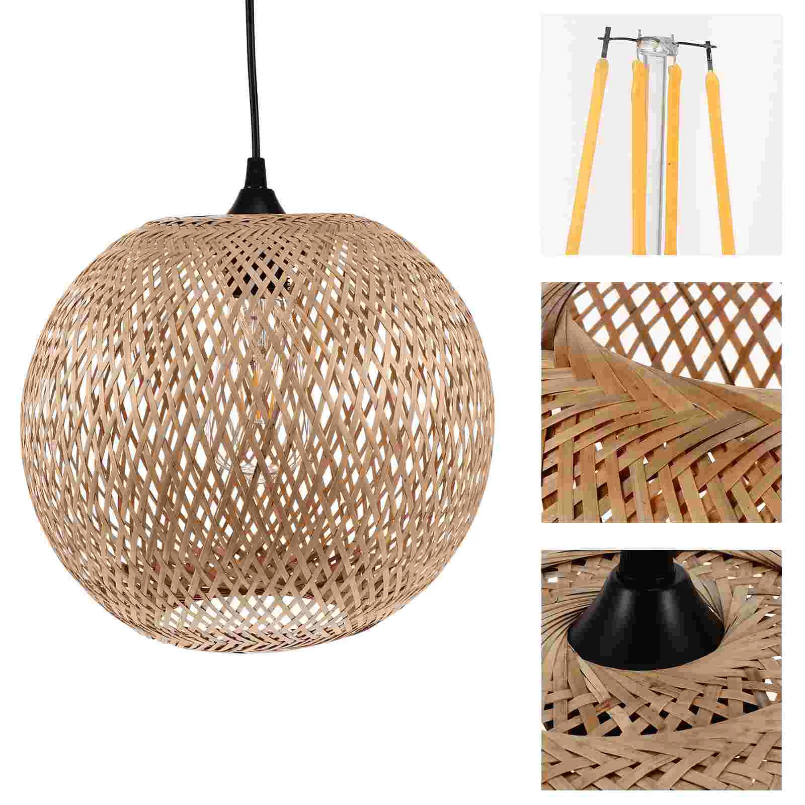 

Weaved Pendant Light Vintage Woven Chandelier Lamp Decor Chinoiserie Bamboo Weaving