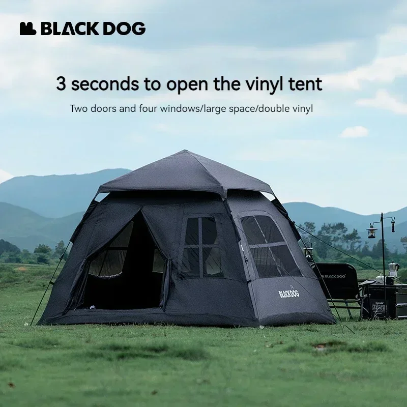 

BLACK DOG 4-5people Waterproof Automatic One-touch Ultralight Portable Folding Beach Large Pyramid Travel Tents Family Camping