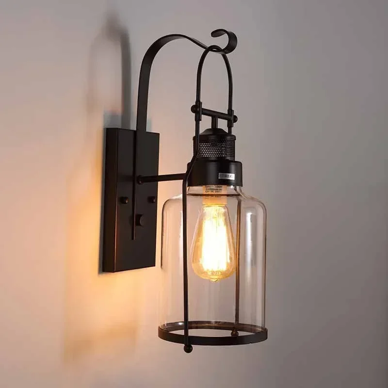 American Walkway Courtyard Villa Wall Retro Glass Wall Lamp