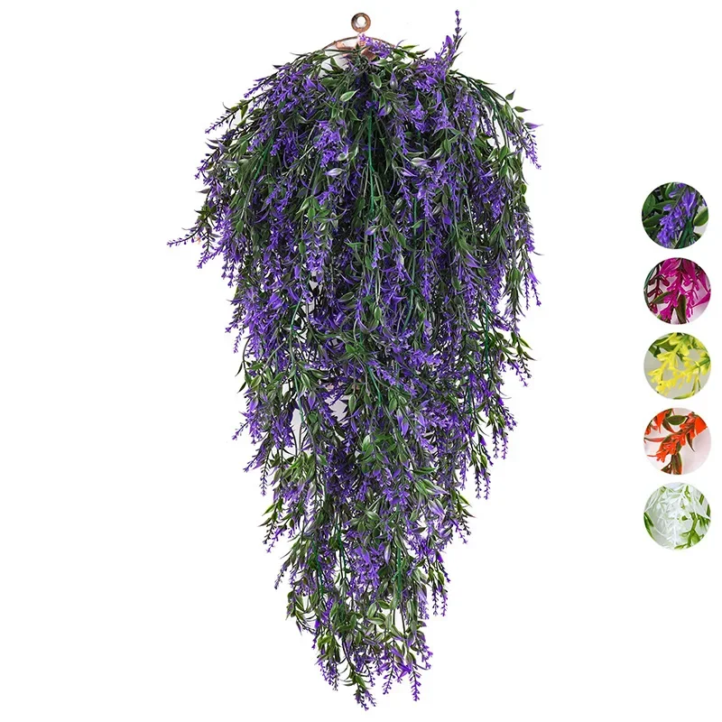 80cm Artificial Rattan Lavender Wall Hanging Wedding Home Decoration Fake Hanging Plant Vine Home Outdoor Decorative Flower