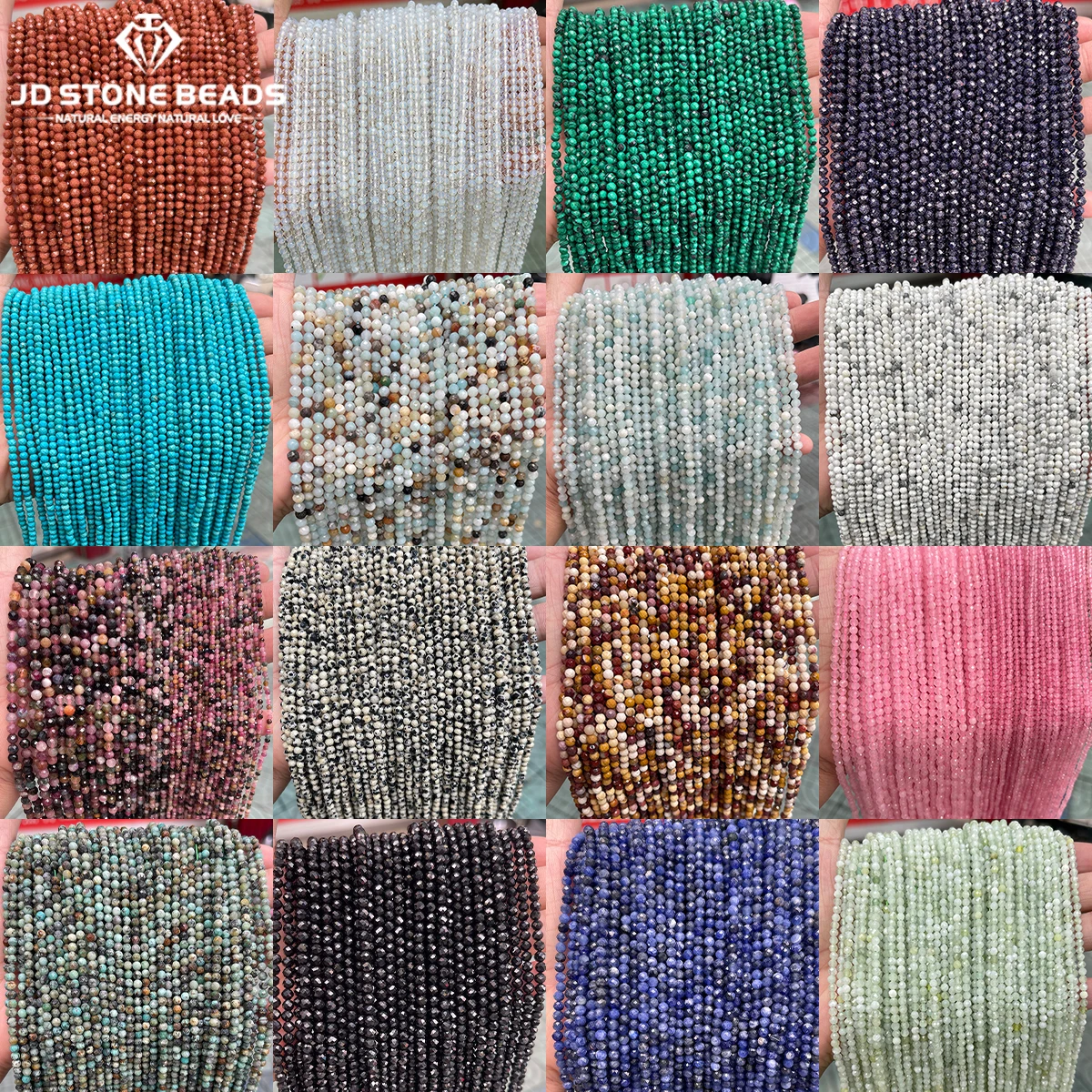 2 3 4mm piedra Natural facetada citrino turquesa amatista pequeña cuenta espaciadora suelta para fabricación de joyería DIY collar pulsera