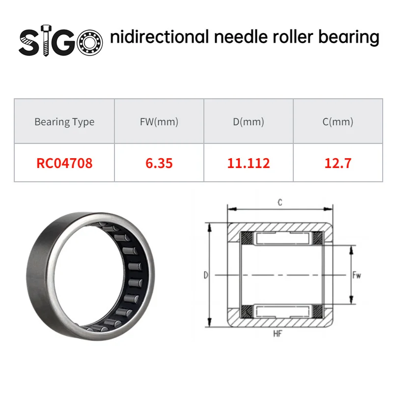 5pcs British One-way Needle Roller Bearing Sewing Machinery Equipment Stainless Steel ABEC-7 SSRC040708 6.35mm x11.112mm x12.7mm