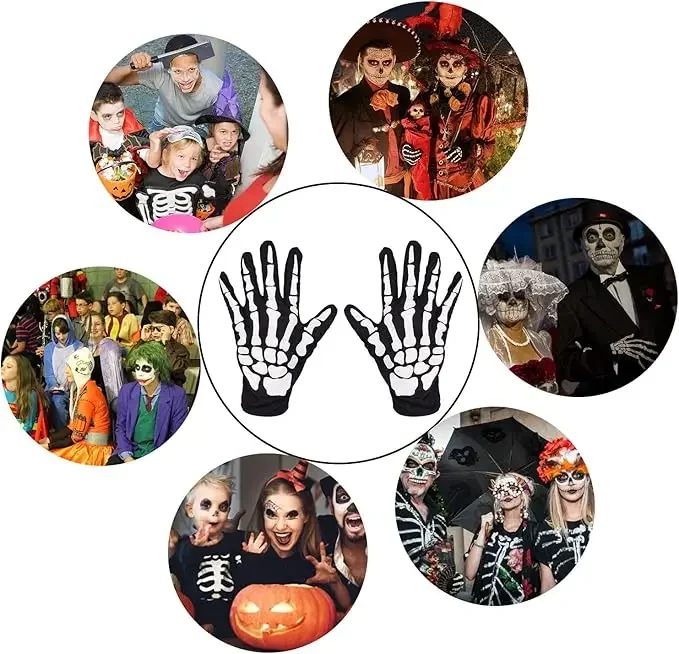 1 para męskie rękawiczki rękawiczki moda męska Horror czaszka pazur kość zaopatrzenie firm sprzyja Halloween DIY dekoracje