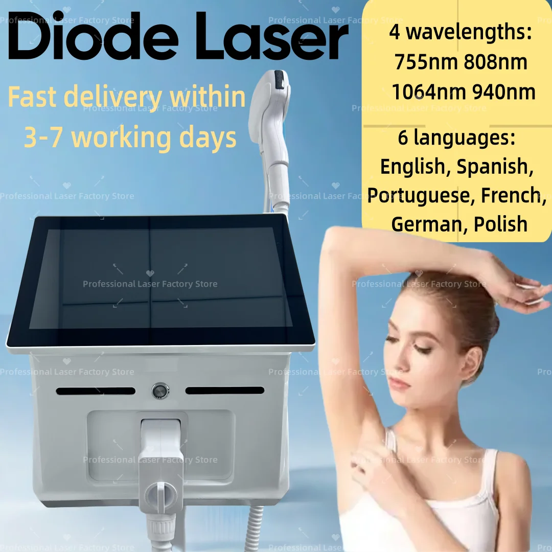 

Профессиональный сопрано-диодный ледяной титан, 4000 Вт, 808 нм, диодный лазер для удаления волос на теле, 4 волны, устройство 808 940 755 1064 нм