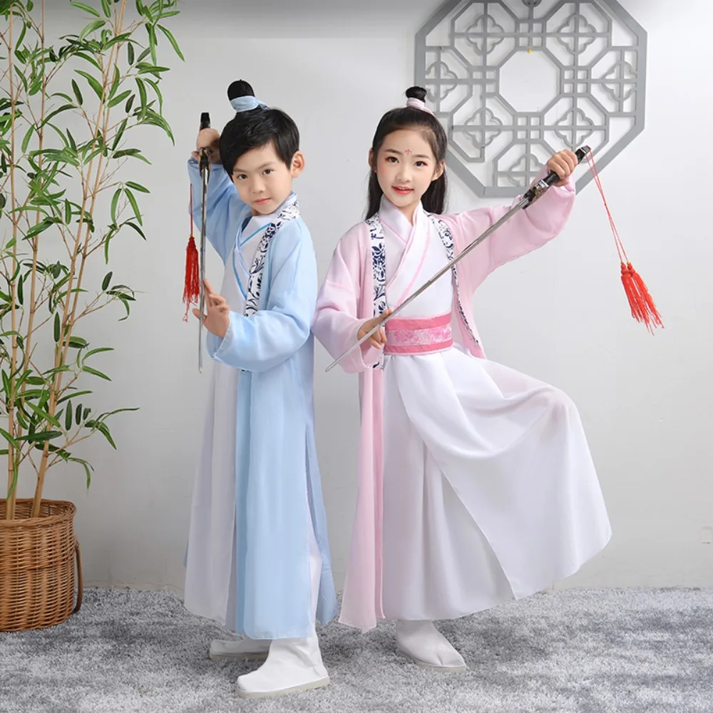 

Boy Chinese Hanfu Dress Cosplay Performance Costume Dance Wear Kung Fu Party Children Clothing Ethnic Style Kids Clothes Girls