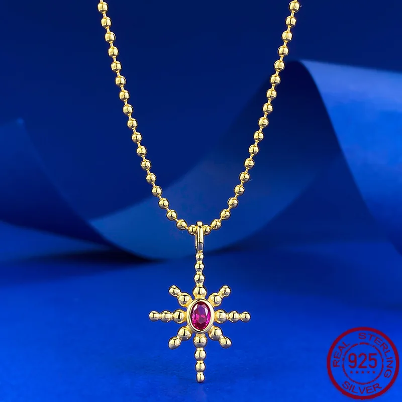 

New S925 silver gold-plated octagonal star necklace pendant, fashionable and versatile single item, wedding jewelry