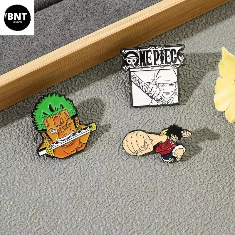 

One Piece Cartoon Broochs Cap Luffy Anime Action Figures Zoro Sanji Metals Pin Badges Toys Merchandise Decoration Children Gifts