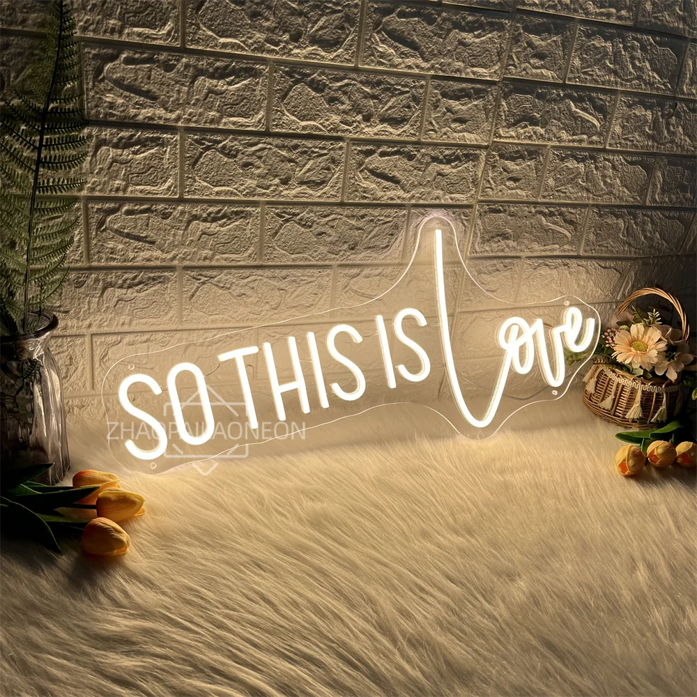 So This Is Love Neon Led Sign Room Decoration Marriage Wedding Romantic Letter Wall Neon Light Dimmable Lamp Decor Logo