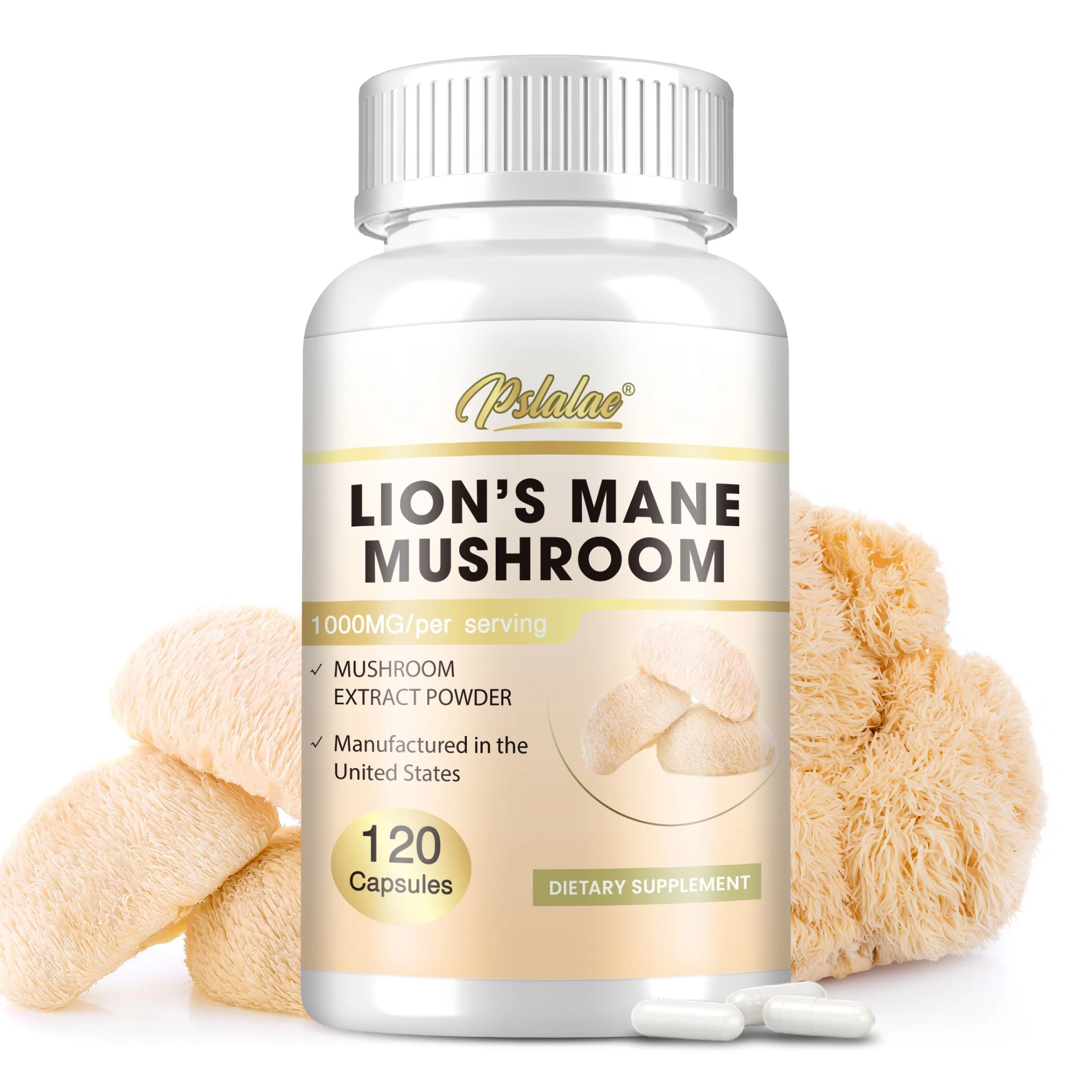 

Lion's Mane Mushroom Capsules - Strengthens The Brain, Memory and Cognition, Improves Mood and Sleep Quality - 120 Capsules