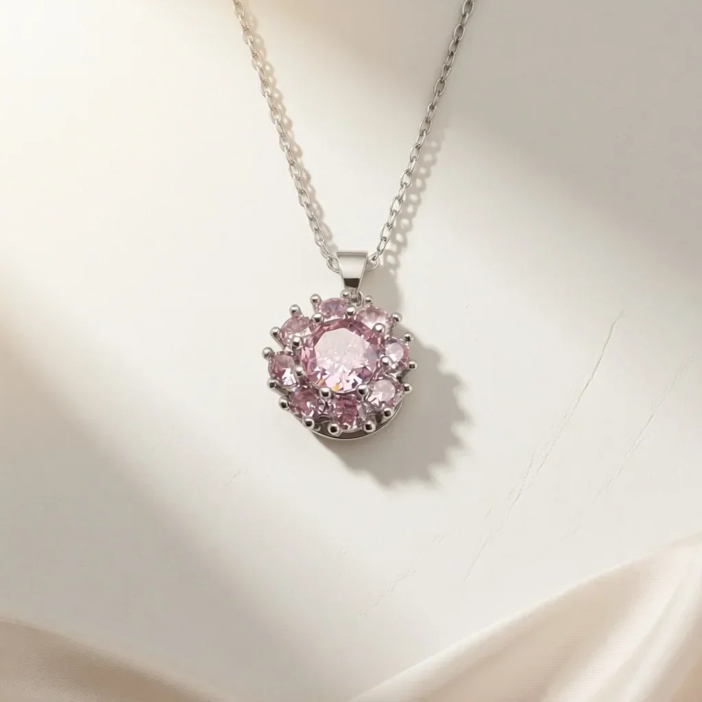 Women's Two Tone Rotatable Star Heart Floral Zircon Stainless Steel Clavicle Necklace Jewelry Gift for Wedding Daily Party