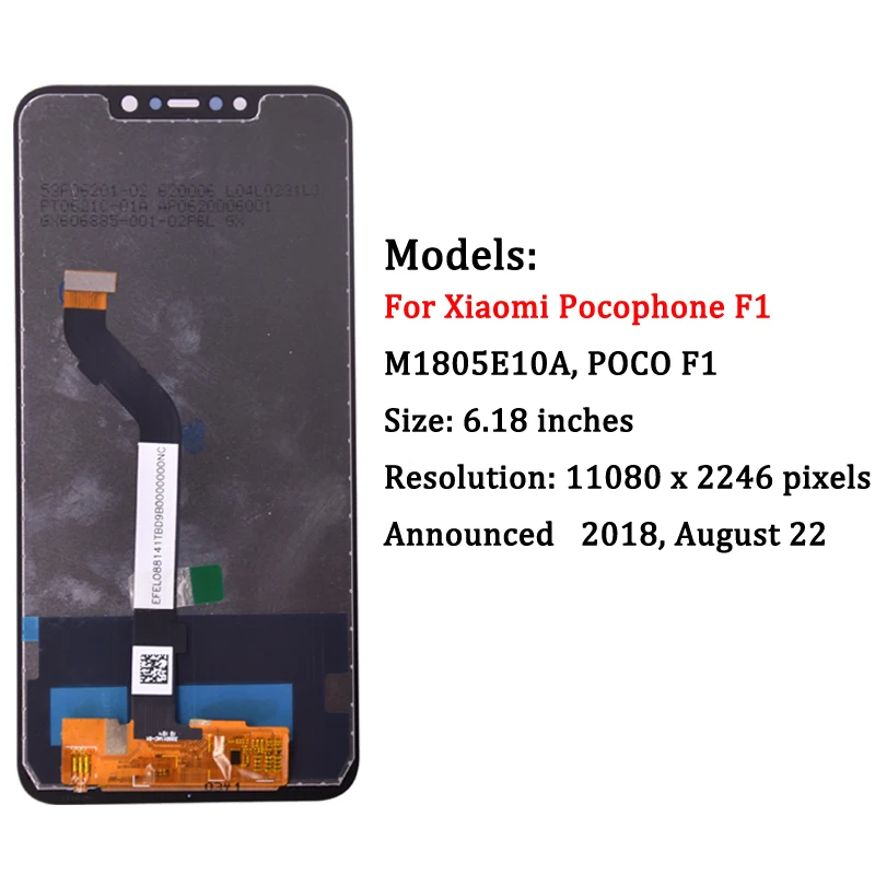 6.18'' F1 LCD For Xiaomi Pocophone F1 LCD Display Touch Screen Digitizer Assembly For Xiaomi Pocophone F1 M1805E10