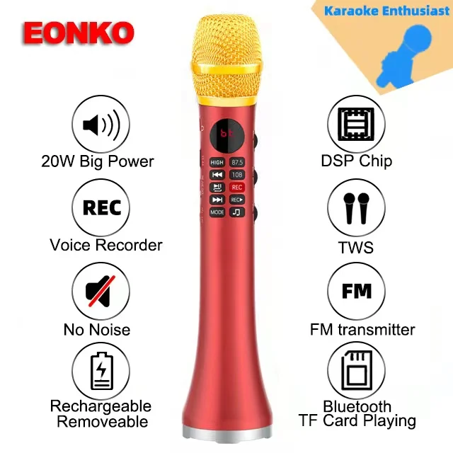 ميكروفون كاريوكي لاسلكي EONKO L-699 20 واط مع مكبر صوت وسماعات TWS – تقييم شامل وتجربة عملية حقيقية