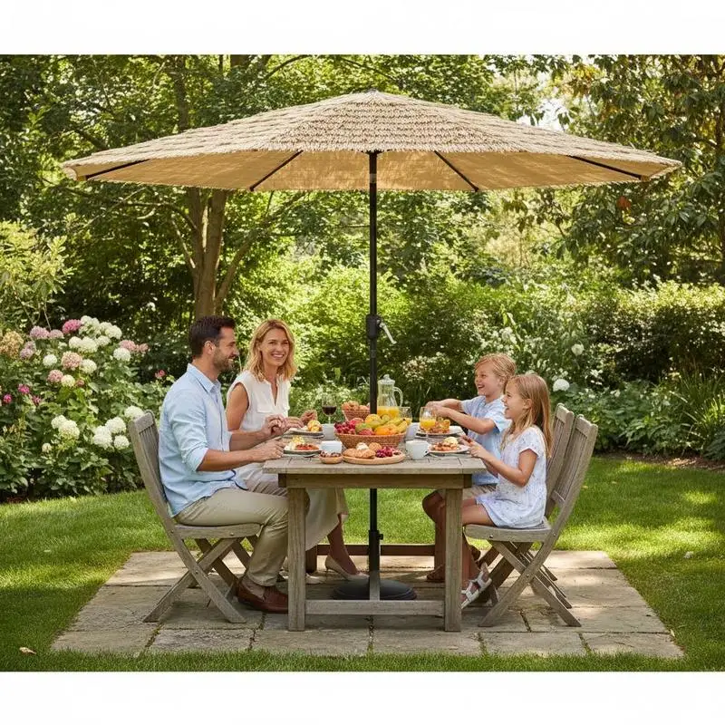 Parasol de jardin sur pied en acier, marron, 324x324x247 cm, imperméable, résistant aux UV et au vent, pour terrasse