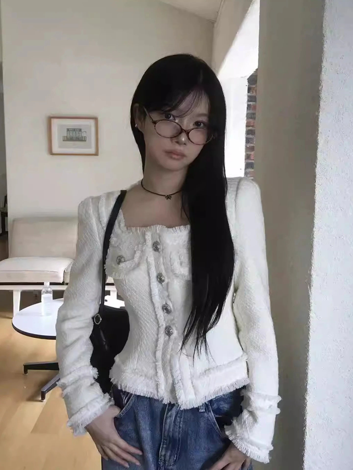 

Slim Fit ort Coat Women's Autumn Winter New Sle Retro Personali Versatile Thiened Flannel Jaet Commute Sle Polyes...