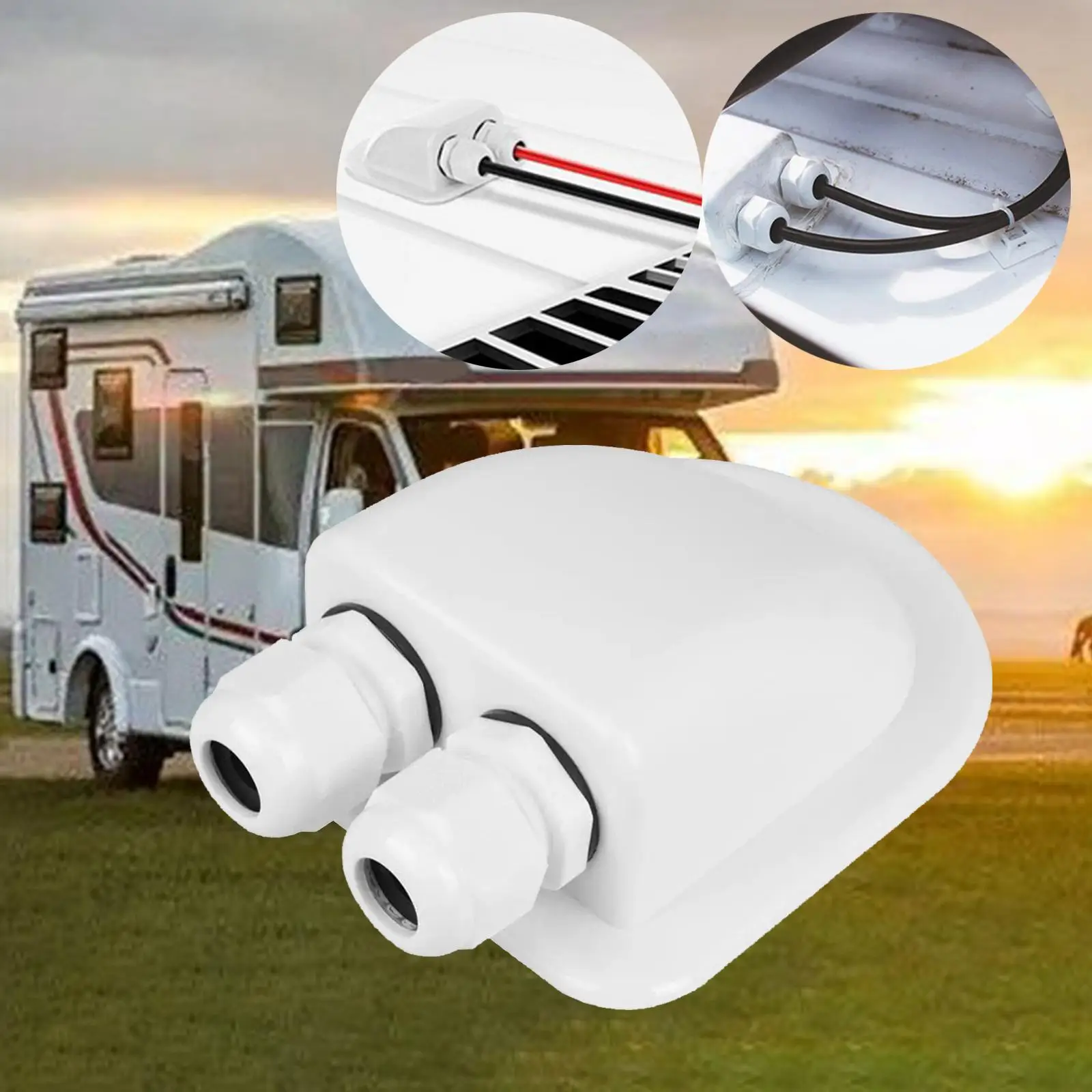 Solar Double Cable Entry Gland Box Panel Fit for Motorhome