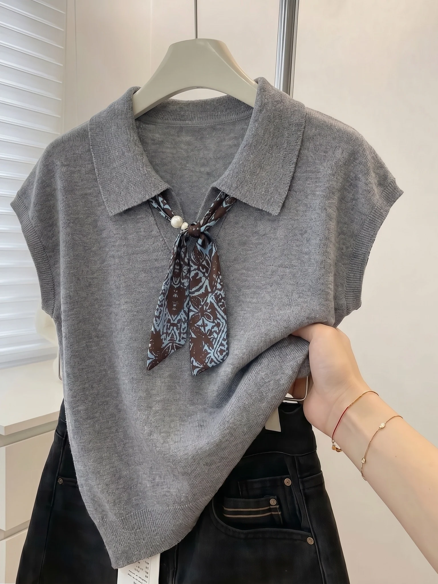Camiseta de manga corta para m - Silk Neck Scarf reseña y precio