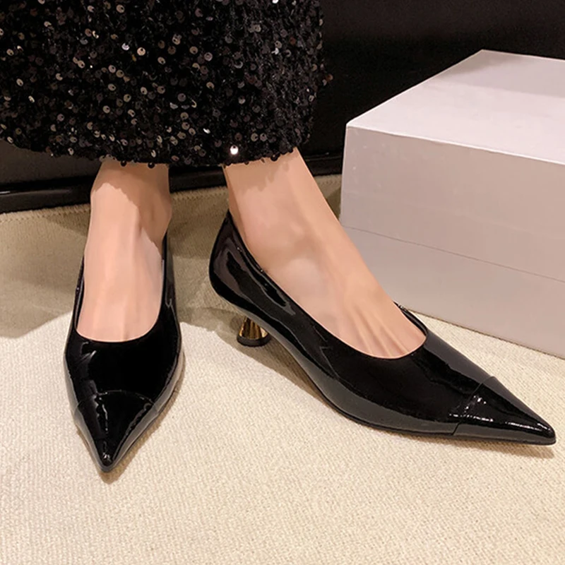 JOZHAMTA Size 34-40 Real Leather Women Pumps Wedding Sexy Pointy High Heels Shoes 2025 Fashion Flats Office Lady Elegant Dressy