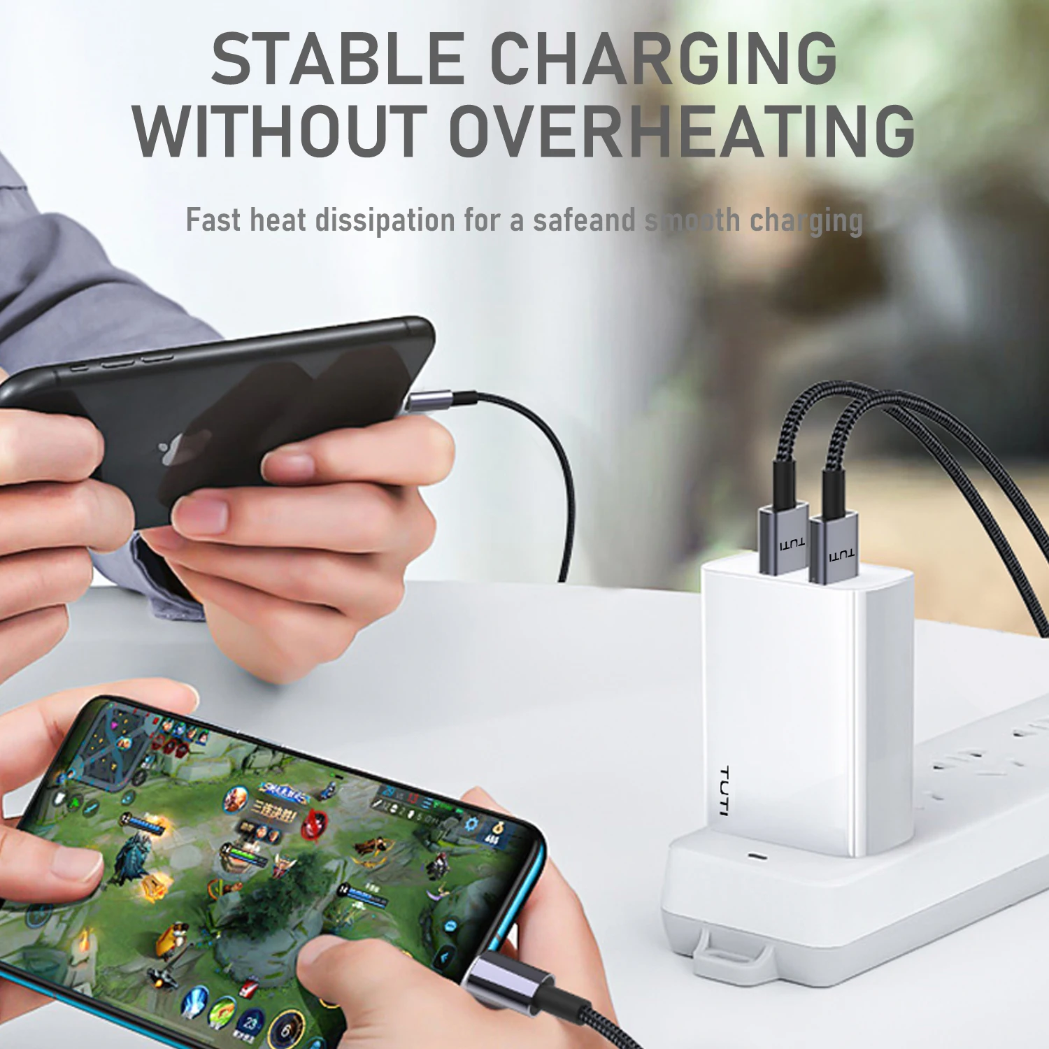 TUTi iPhone Charger Cable, Premium Nylon USB-A to Lightning Cable,For iPhone SE/Xs/XS Max/XR/X/8 Plus/7/6 Plus, iPad, and More.
