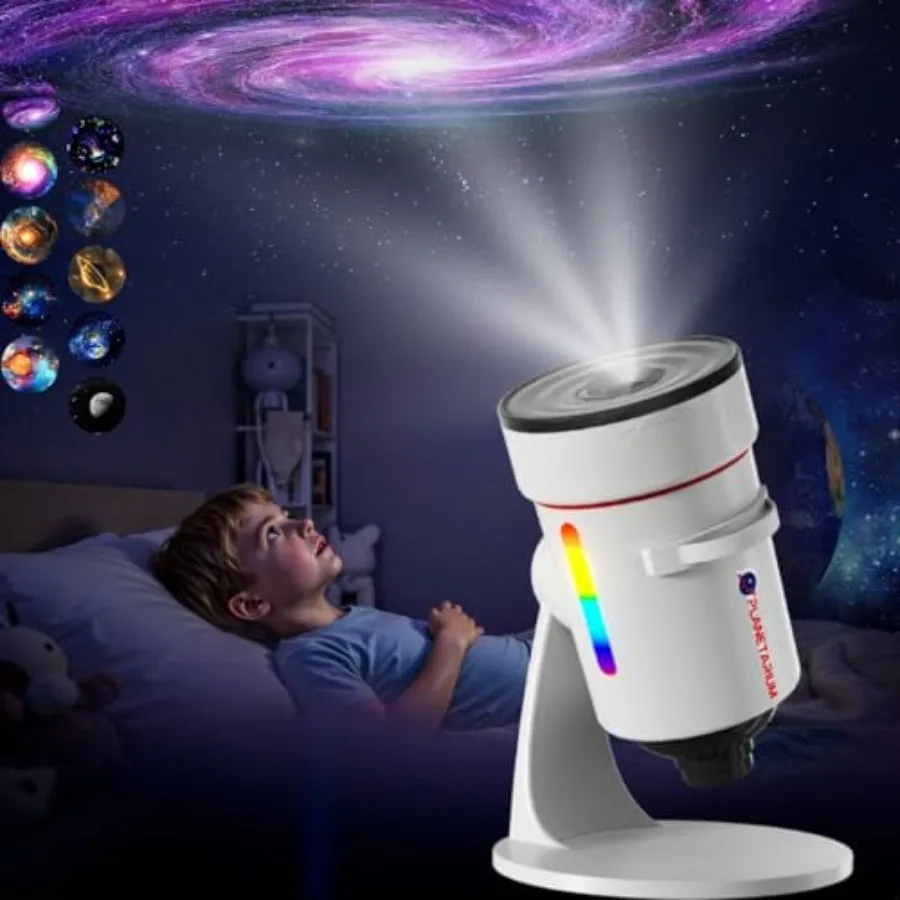 Galaxy Projector Upgraded 4K HD Star Projector Lens, 10 Slides Image Planetarium BedRoom Lights Ceiling Lights 360° Rotation 1/