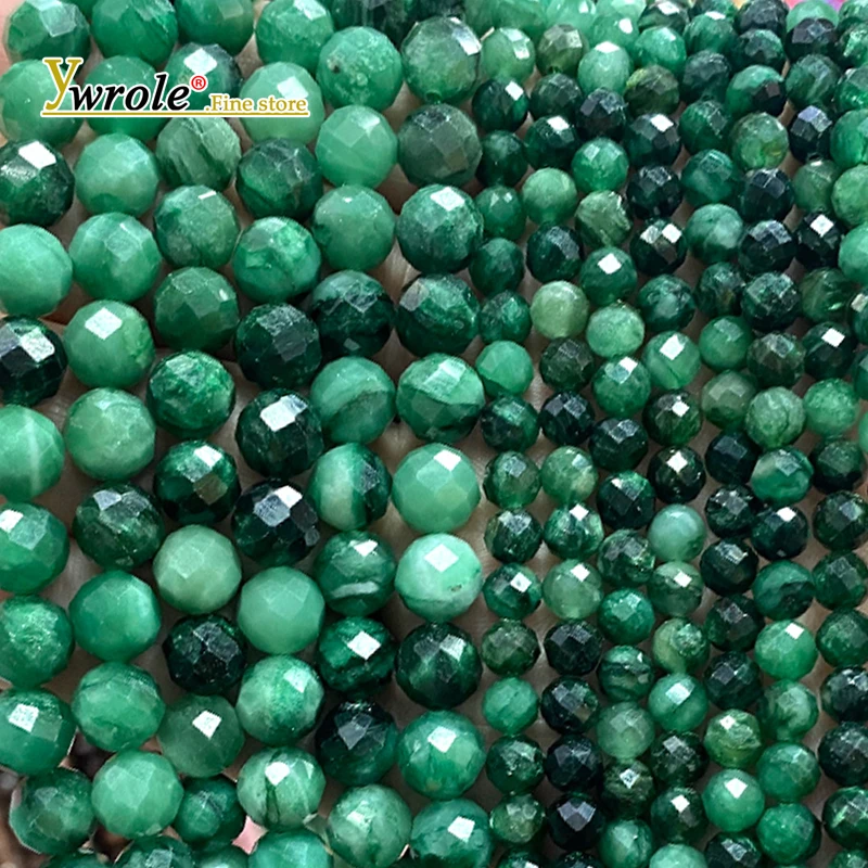 Round Faceted Gemstone Green Emerald Natural Stone Spacer Beads for Jewelry Making DIY Bracelets Charms Necklace 6/8/10MM