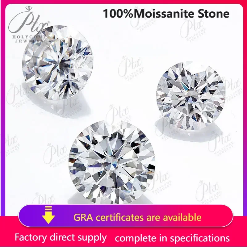 

Wholesale White D Color Loose Moissanite Stone round Cut VVS1 Certified Gemstone Jewelry Making Charm Diamond Tester Loose Beads