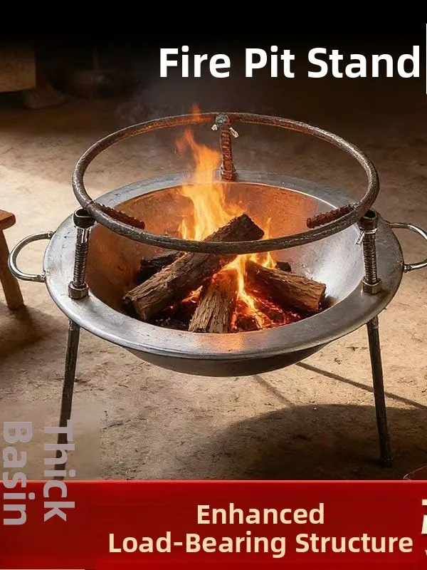 

New Outdoor BBQ Grill Tea Cooking Fire Pit Tabletop Heating Stove Home Rural Removable Fire Bowl Camping Travel Gear