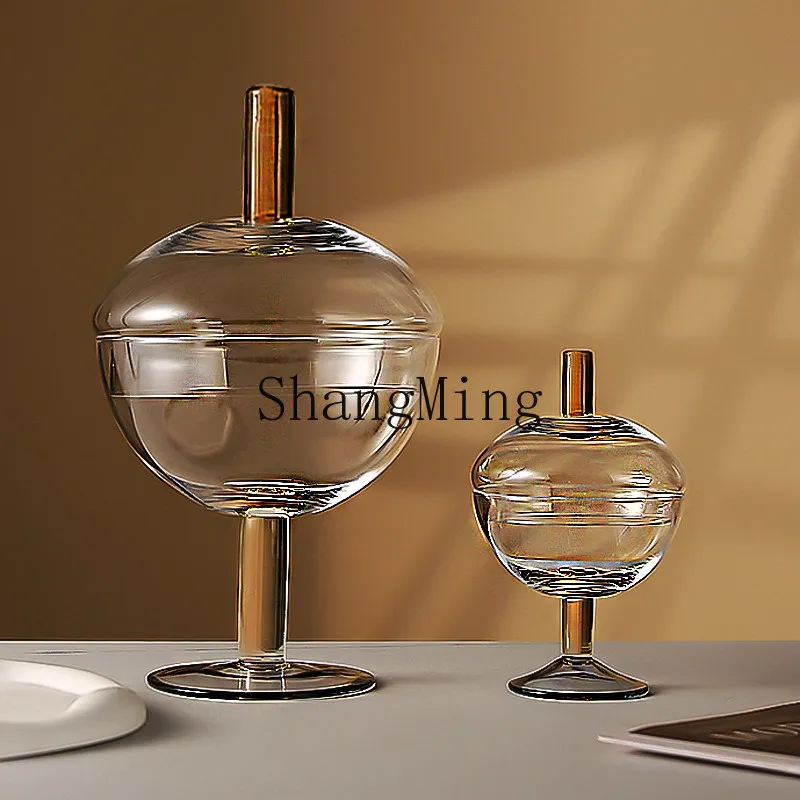 

CL crystal glass colored hand-blown glass with lid candy jar snack storage jar biscuit storage box