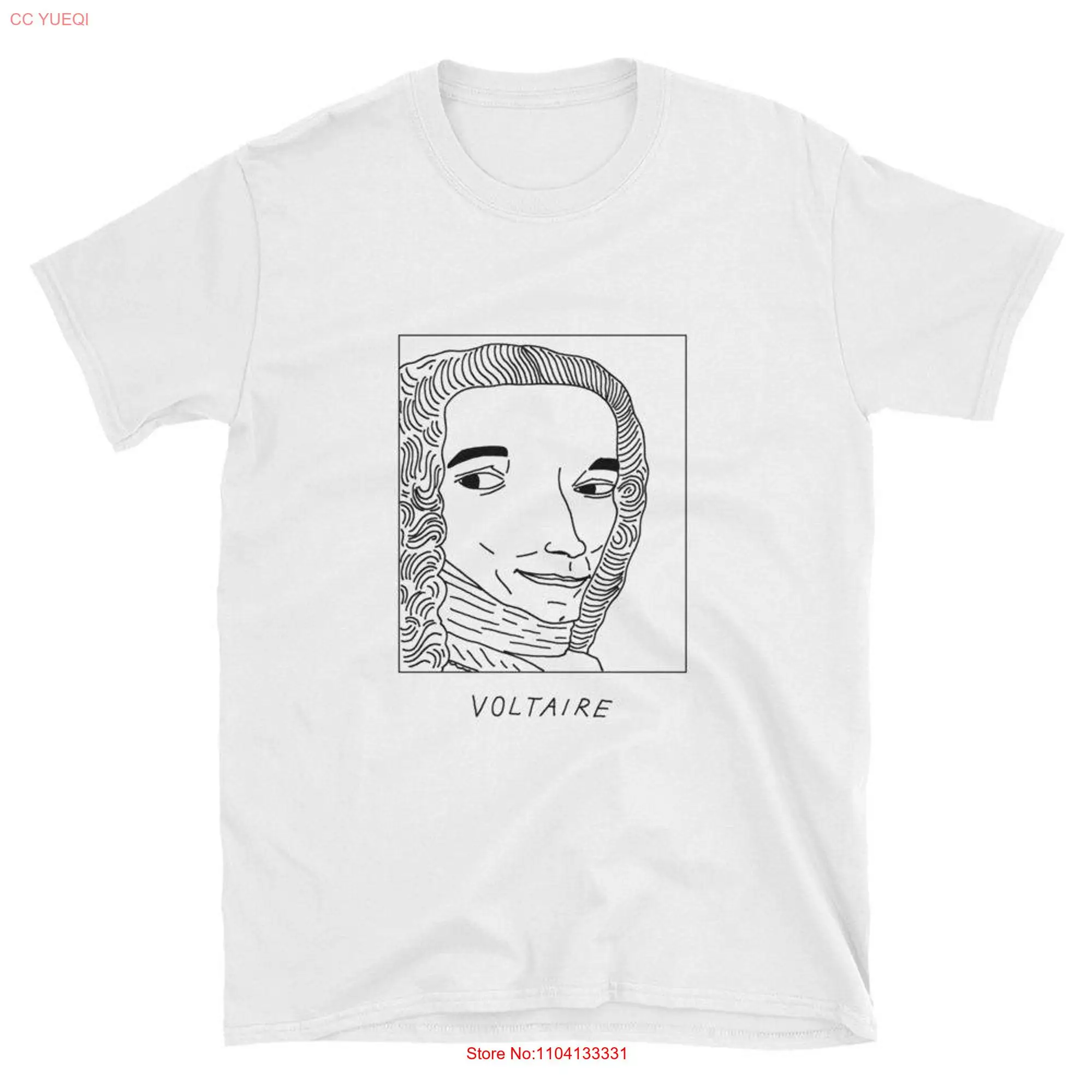 Badly Drawn Authors Voltaire T Shirt FREE Worldwide Delivery long or short sleeves