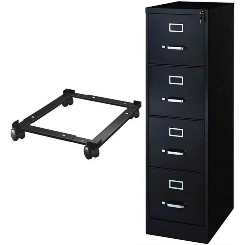 

Black 22" Deep 4-Drawer Letter File Cabinet with Integrated File Caddy