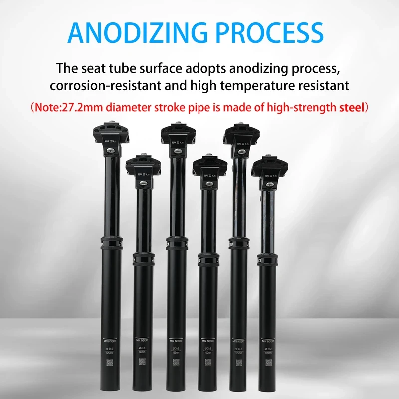 For Bicycle Dropper Seatpost 27.2/30.9/31.6mm 100/125mm Travel Hydraulic Manual Height Adjustable MTB Road Bike Seat Tube