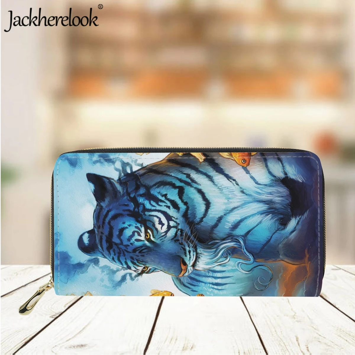 Jackherelook Fashion Ladies Long Wallet Luxury Brand Leather Design Animal Tiger 3D Printing Bank Card Holder Purse Girls Wallet