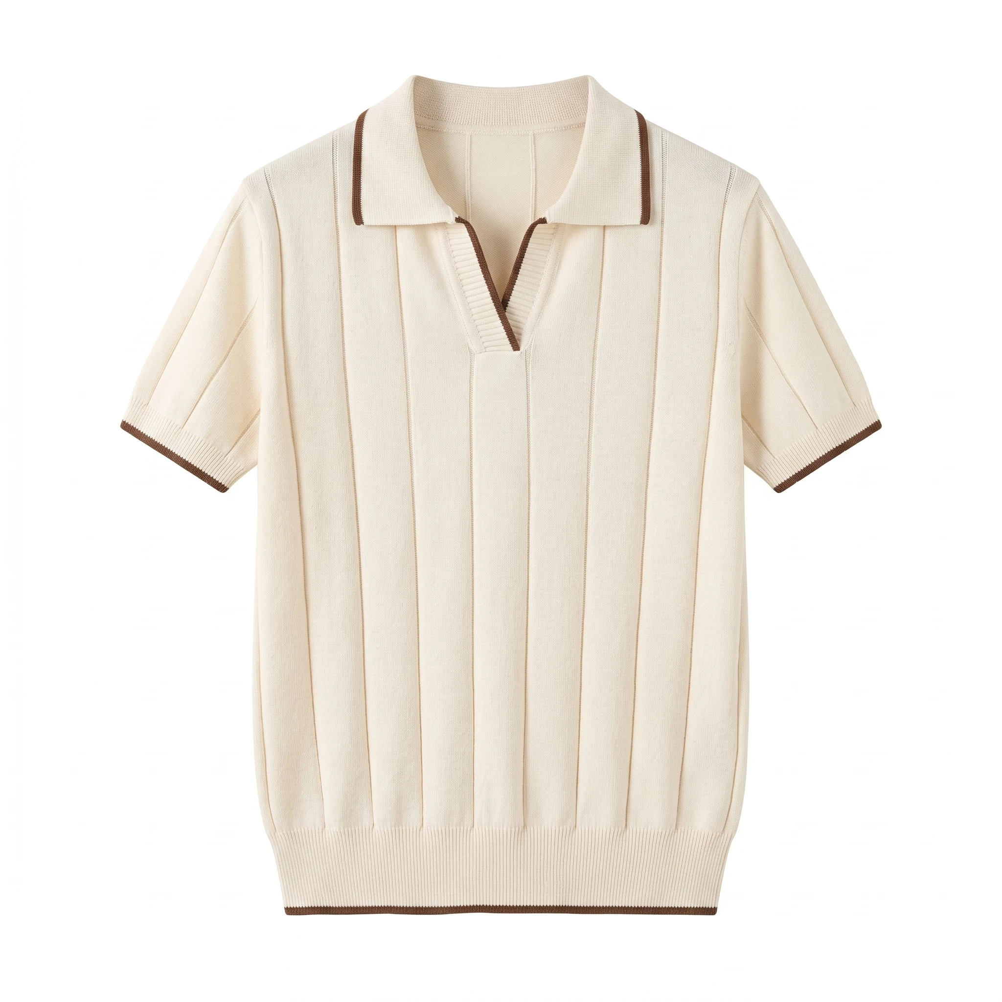 Women's Classic Cotton Knit T-Shirt with Turn-Down Collar & Short Sleeves S2c6abcc88d1944d688da32250f55e174B