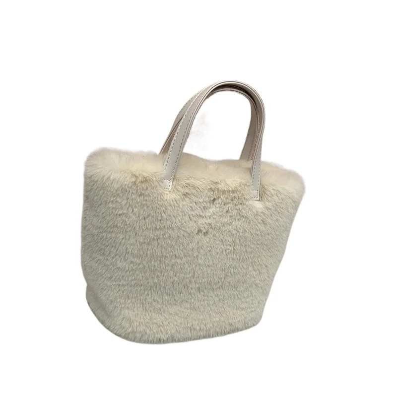 Bolsos de Mano de Piel Sintética de Color Sólido para Mujer, Bolsos de Diseñador de Lujo, Bolsos de Hombro de Felpa para Invierno, Bolso de Mano Pequeño