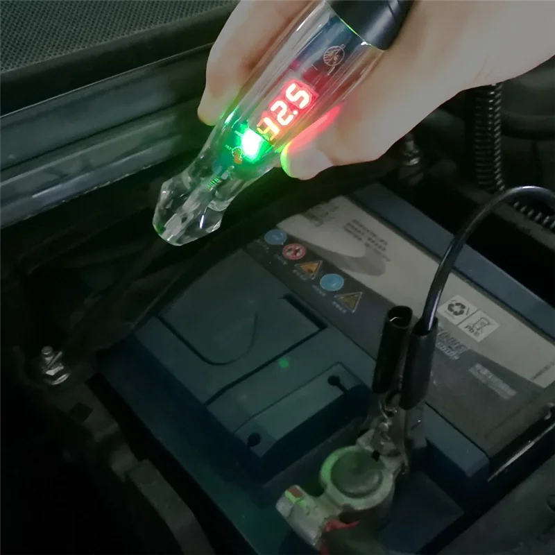 Luz de prueba de coche, probador de circuito LED Digital de 4-60V CC, probador de lámpara con voltímetro, probador de voltaje automático