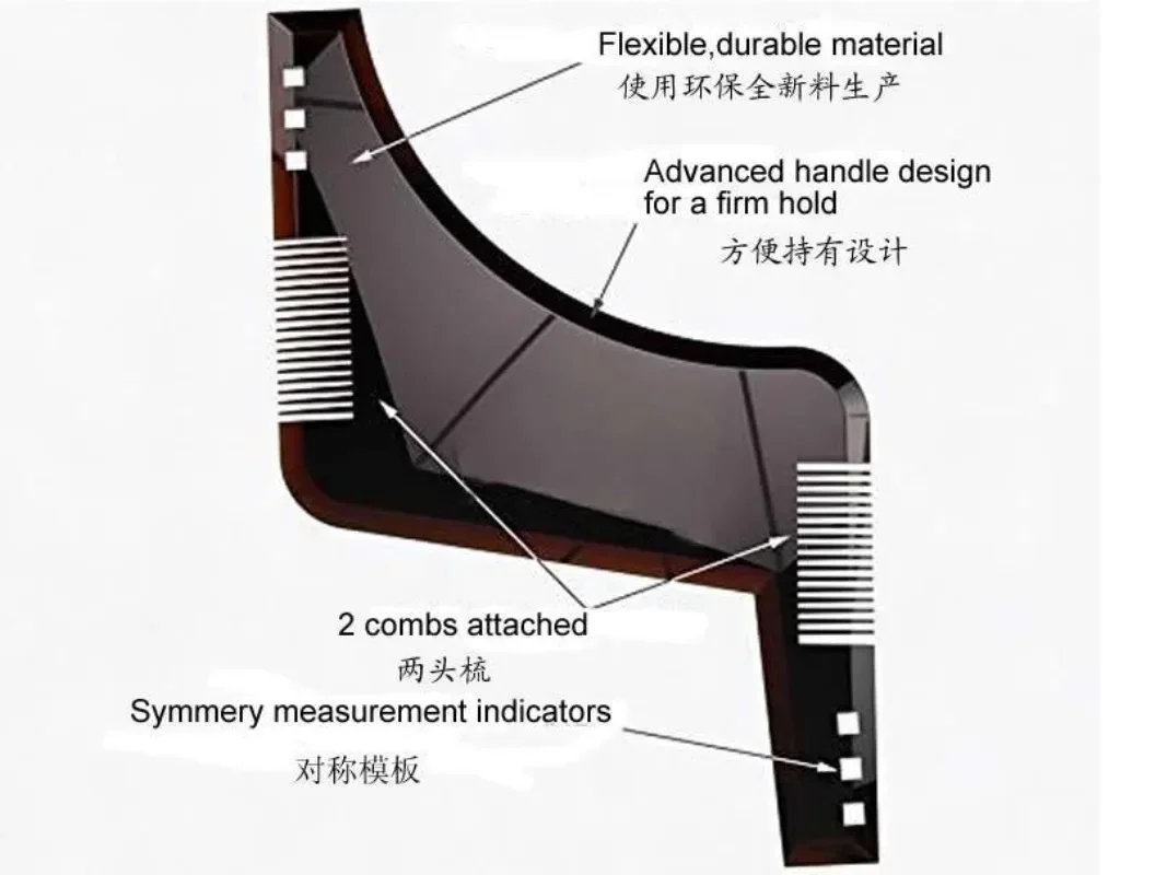 Premium Beard Shaping Tool with Inbuilt Comb for Perfect Line Up & Edging Style Your Beard & Facial Hair for Men