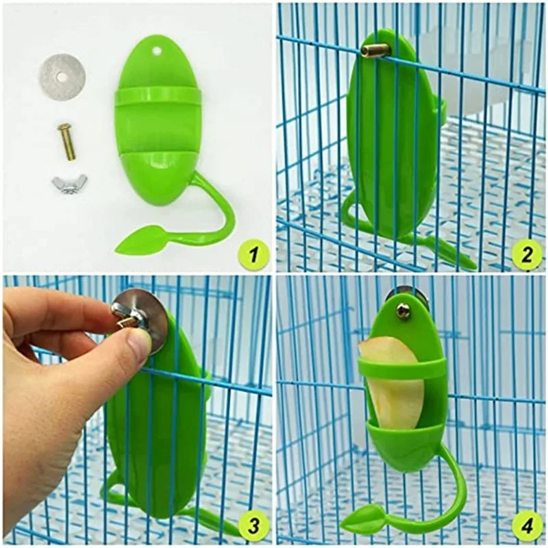 Pet Parrot Feeder Hanging Cage Fruit Vegetable Container Feeding Cup Cuttlebone Stand Holder Cage  Perching Frame Accessories