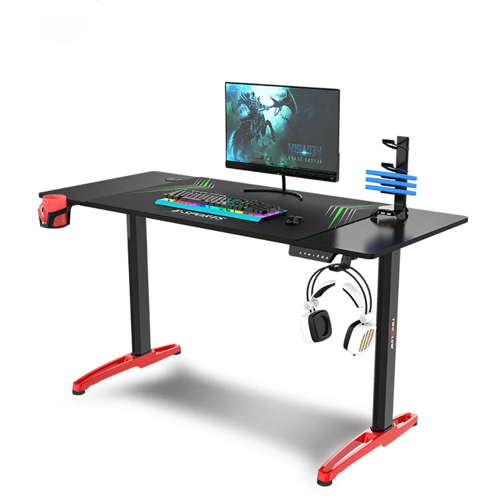 for Eco-Friendly Commercial Home Furniture Black Ebony Ergonomic Adjustable Height E-sports Computer Desks Gaming Table Desk