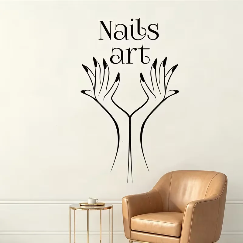 1pc Nail Art Wall Sticker, Women's Hand Pattern, Self-Adhesive, Traceless, No Residue, Nail Salon Wall Decoration, Workstation B