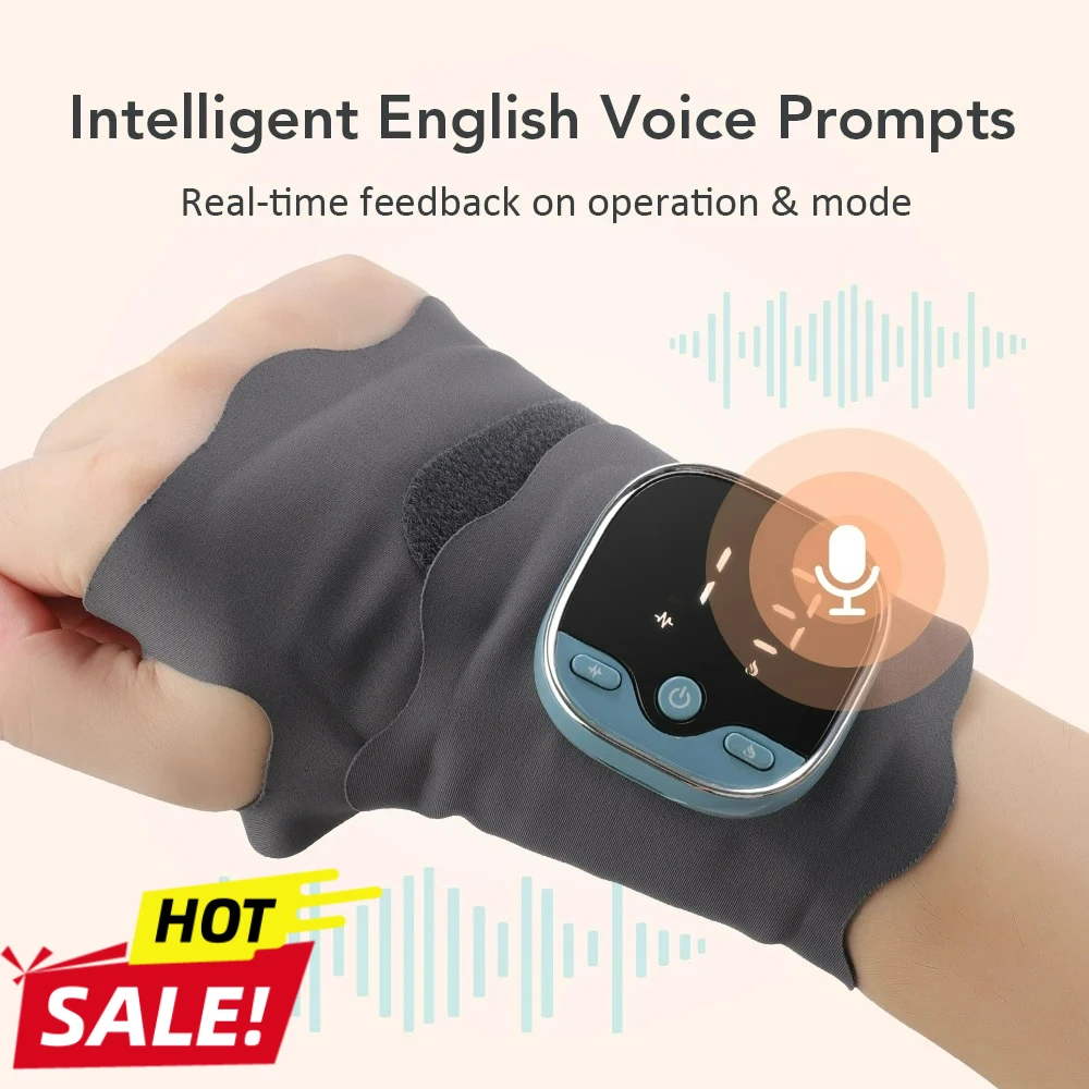 

EMS Heating Wrist Massage Pad Thermal Massager Hand Warming Belt Voice Prompts Breathable Material Cordless Wrist Support Brace