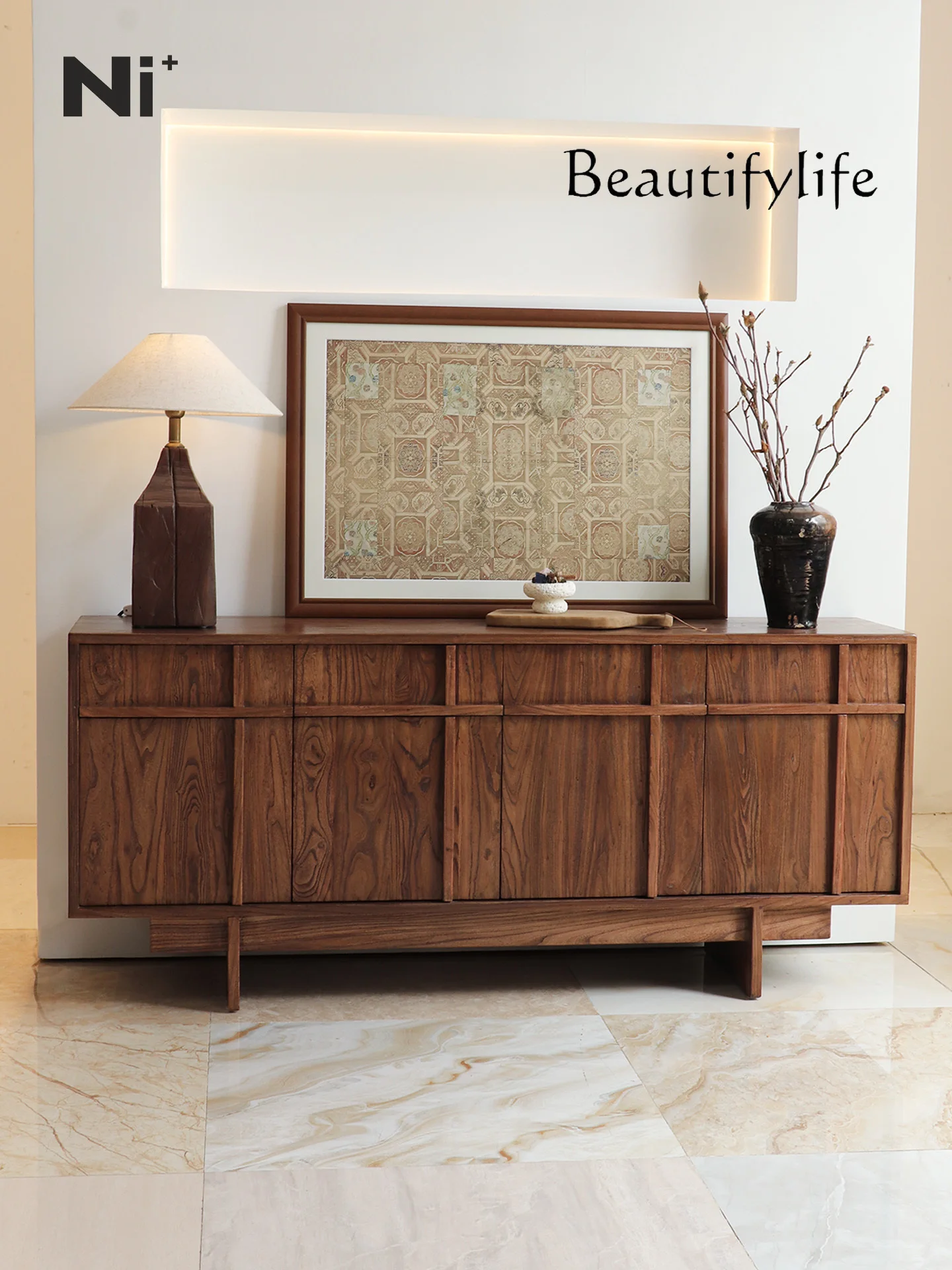 

Side cabinet Solid wood antique door cabinet Retro storage designer model High-end fashion new model