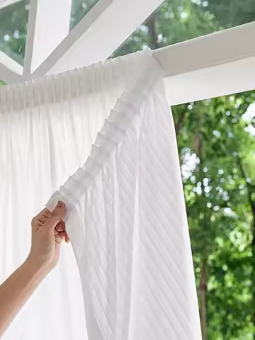 1pc White Sheer Curtain Easy to install Hook And loop Fastener for Room And party decor Kitchen Home Living Room Curtains