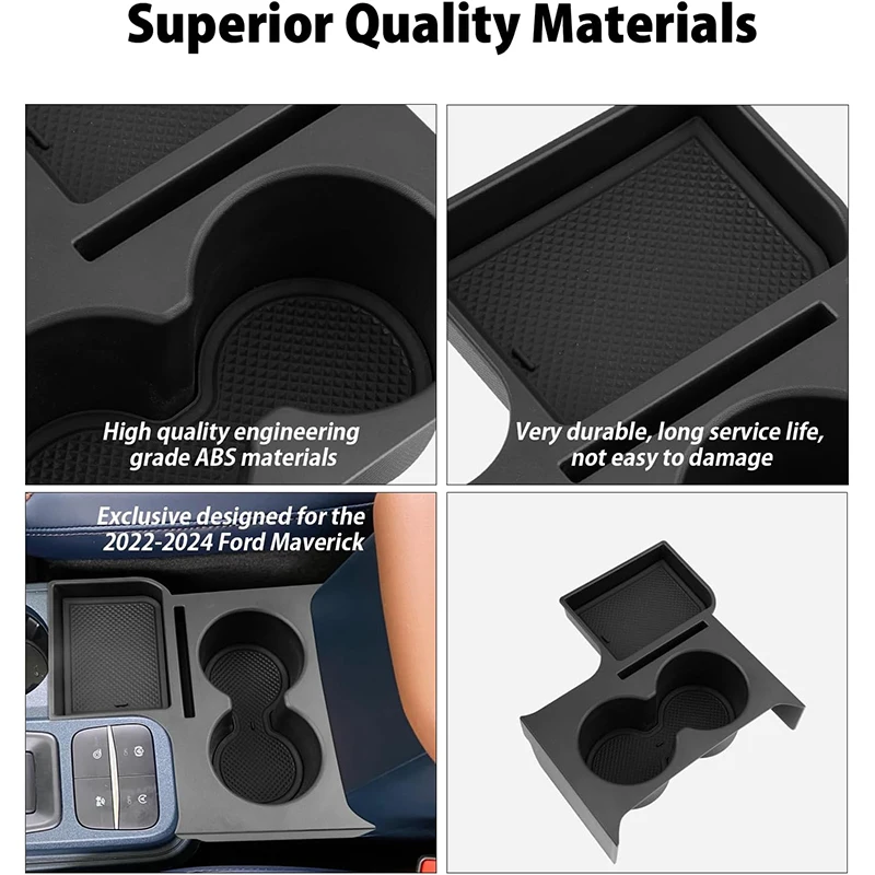 ABS Center Console Cup Holder Rear Partition Storage Box Coin Key Tray For Ford Maverick 2022-2024 Car Interior Accessories