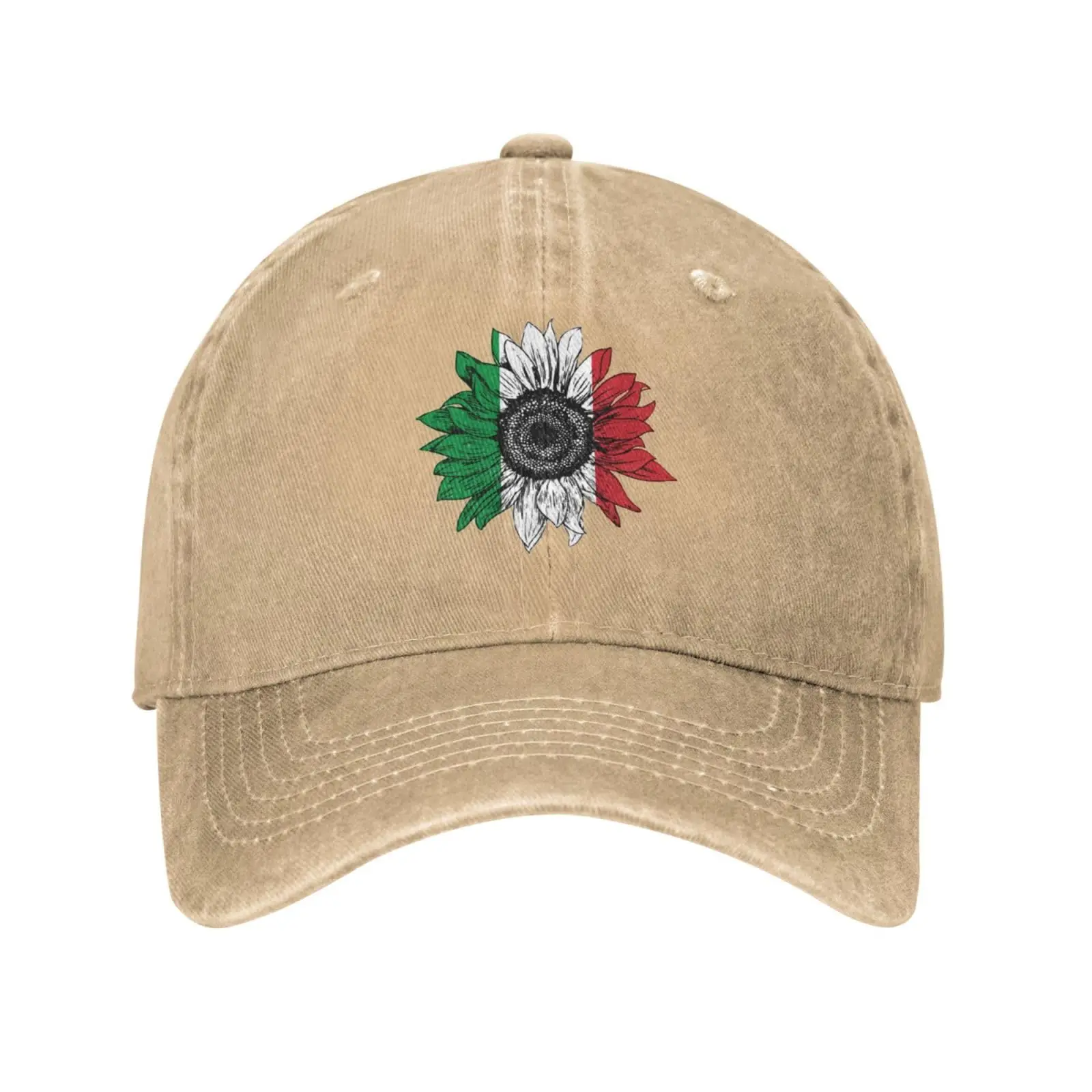 Baseball Cap Vintage Sunflower Italian Flag Italian Classic Vintage Trucker Flat Brim Hat Men Women Native Color