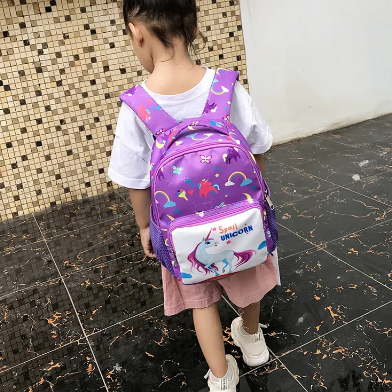 Mochila de unicornio para niña pequeña, morral escolar de dibujos animados, bonita