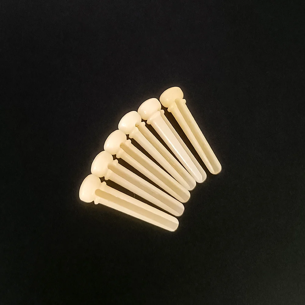 6pcs Real Bone Acoustic Guitar Bridge Pins Pure Bone Bridge Pin with Brass Circle for Folk Guitar Replacement Accessories