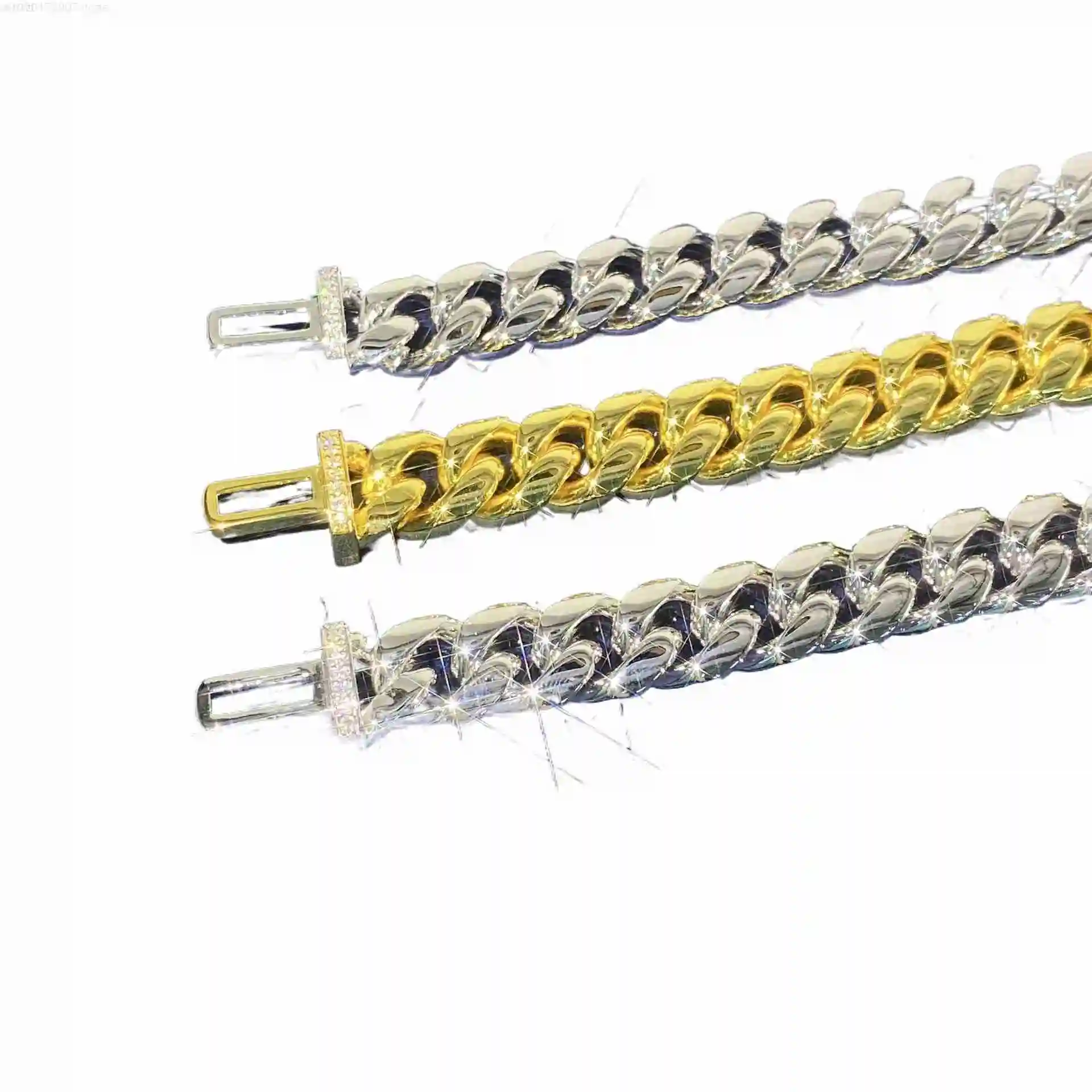 

Custom Fashion Hip Hop Chain Sterling Silver 925 Moissanite Cuban Chain Necklace Rapper Cuban Link Chain Bracelet