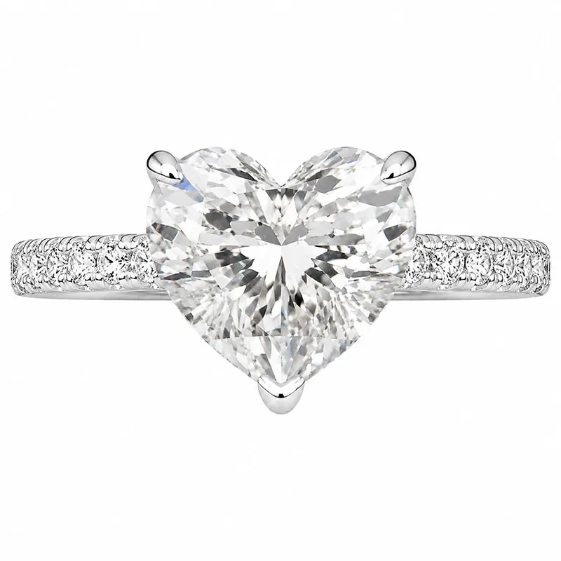 Premium IGI Certified 950 Platinum 2CT Lab Grown Heart Diamond DEF VS-VVS Luxury Engagement Wedding Ring Gift Jewelry For Women