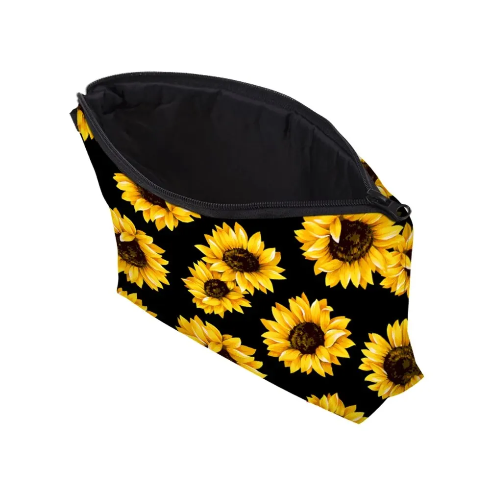 Adorable Sunflower Pattern Cosmetic Bag - Roomy Makeup Bag for Travel and Toiletry Organization - Waterproof and Durable Gift