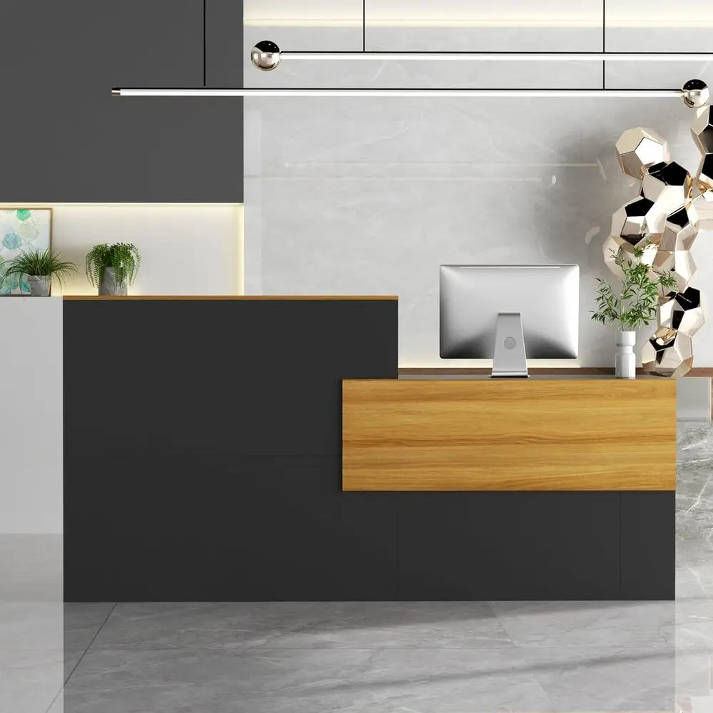 

Стойка ресепшн 85,8 дюймов с прилавком, современный фронт-стол, кассовый прилавок, прилавок для розничной торговли для зала ожидания, салона, офиса